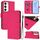 Per Samsung Galaxy S23 5G Custodia in pelle tinta unita con cordino (rosso rosa) Per Samsung Galaxy S23 5G Custodia in pelle tinta unita con cordino (rosso rosa)