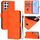 Per Samsung Galaxy S22 Ultra 5G Custodia in pelle tinta unita con cordino (arancione) Per Samsung Galaxy S22 Ultra 5G Custodia in pelle tinta unita con cordino (arancione)