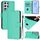 Per Samsung Galaxy S22 Ultra 5G Custodia in pelle tinta unita con cordino (verde) Per Samsung Galaxy S22 Ultra 5G Custodia in pelle tinta unita con cordino (verde)