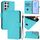 Per Samsung Galaxy S22 Ultra 5G Custodia in pelle tinta unita con cordino (Lake Blue) Per Samsung Galaxy S22 Ultra 5G Custodia in pelle tinta unita con cordino (Lake Blue)