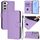 Per Samsung Galaxy S22+ 5G Custodia in pelle tinta unita con cordino (viola lavanda) Per Samsung Galaxy S22+ 5G Custodia in pelle tinta unita con cordino (viola lavanda)