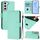 Per Samsung Galaxy S22+ 5G Custodia in pelle tinta unita con cordino (verde menta) Per Samsung Galaxy S22+ 5G Custodia in pelle tinta unita con cordino (verde menta)