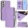 Per Samsung Galaxy S22 5G Custodia in pelle tinta unita con cordino (viola lavanda) Per Samsung Galaxy S22 5G Custodia in pelle tinta unita con cordino (viola lavanda)