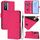 Per vivo Y76 5G Custodia in pelle tinta unita con cordino (rosso rosa)