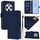 Per Redmi 14C 4G Custodia in pelle tinta unita con cordino (blu navy)