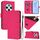Per Redmi 14C 4G Custodia in pelle tinta unita con cordino (rosso rosa)