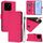 Per Xiaomi 14 Custodia in pelle tinta unita con cordino (rosso rosa)