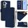 Per OPPO Reno11 5G Custodia per telefono in pelle tinta unita con cordino (blu navy) Per OPPO Reno11 5G Custodia per telefono in pelle tinta unita con cordino (blu navy)