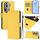 Per OPPO Reno11 Pro 5G Custodia per telefono in pelle tinta unita con cordino (giallo limone)