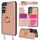 Per Samsung Galaxy S22 5G Custodia per telefono con doppia fessura per carta posteriore e copertura completa con tracolla (oro rosa) Per Samsung Galaxy S22 5G Custodia per telefono con doppia fessura per carta posteriore e copertura completa con tracolla (oro rosa)