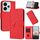 Per Redmi 13 4G Custodia in pelle con fibbia a motivo triangolare (rosso)