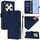 Per OPPO Find X8 Pro Custodia in pelle tinta unita con cordino (blu navy)