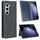 Per Samsung Galaxy Z Fold6 Custodia per telefono in pelle con fibbia magnetica e texture retrò (blu)