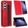 Per Samsung Galaxy Z Fold6 con slot per penna, fibbia magnetica, custodia in pelle con texture retrò (rosso)