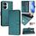 Custodia per telefono in pelle con stampa RFID Smile Embossing per Honor X40i 5G (verde pavone)