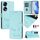 Custodia per telefono in pelle con stampa RFID per Honor 70 5G Smile (verde menta)