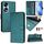 Custodia per telefono in pelle con stampa RFID per Honor 70 5G Smile (verde pavone)