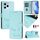 Custodia per telefono in pelle RFID con stampa a sorriso per Honor 60 SE 5G (verde menta)