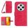 Per Redmi 14C 4G Custodia in pelle con stampa a fiore di sole e cordino (rosso rosa)