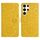 Per Samsung Galaxy S24 Ultra 5G Custodia in pelle con motivo floreale in rilievo (giallo)