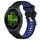 Per Garmin Forerunner 265S Music 18mm Cinturino sportivo in silicone con fibbia in acciaio bicolore (nero + blu)