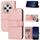 Per Redmi 14C 4G Custodia in pelle con strisce in rilievo (rosa)