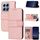 Per Xiaomi 14T Custodia in pelle con strisce in rilievo e sensazione di pelle (rosa) Per Xiaomi 14T Custodia in pelle con strisce in rilievo e sensazione di pelle (rosa)