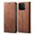 Custodia per telefono in pelle con texture denim globale per Honor Play 60 Plus (marrone)