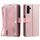 Per Samsung Galaxy S25 5G Custodia per telefono in pelle con cerniera a nove carte con cordino (rosa) Per Samsung Galaxy S25 5G Custodia per telefono in pelle con cerniera a nove carte con cordino (rosa)