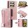 Per Xiaomi 14T Nine Card Zipper Bag Custodia in pelle per telefono con cordino (rosa) Per Xiaomi 14T Nine Card Zipper Bag Custodia in pelle per telefono con cordino (rosa)
