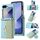 Per Samsung Galaxy Z Flip6 POLA Multi-Card Slots Leaf Pattern Custodia per telefono (blu)