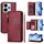 Per Redmi 13 5G / 4G Global Multi-Card Slots Zipper Wallet Custodia in Pelle per Telefono (Rosso Scuro) Per Redmi 13 5G / 4G Global Multi-Card Slots Zipper Wallet Custodia in Pelle per Telefono (Rosso Scuro)