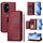 Custodia in pelle con cerniera per Honor 200 con slot multi-card (rosso scuro) Custodia in pelle con cerniera per Honor 200 con slot multi-card (rosso scuro)