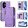 Per Honor 200 Pro Multi-Card Slots Zipper Wallet Custodia in pelle per telefono (viola)