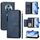 Custodia per telefono in pelle con cerniera e slot multi-card per Honor Magic5 Pro (blu)
