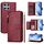 Per Honor X8 4G / X30i / Play6T Pro Custodia per telefono in pelle con cerniera e slot multi-scheda (rosso scuro)