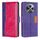Per OPPO Reno12 F 5G Custodia in pelle con fibbia laterale a contrasto (viola + rosso rosa)
