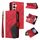 Per Samsung Galaxy S25 / S24 5G Custodia per telefono in pelle con cerniera e 9 scomparti per carte bicolore (rosso)