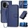 Per vivo iQOO Z9s Pro / T3 Pro 5G India YX0070 Custodia per telefono in pelle con fibbia in fibra di carbonio con cordino (blu reale)