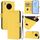 Per Honor 50 Lite / Huawei nova 8i Custodia in pelle tinta unita con cordino (giallo limone)