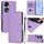 Custodia per telefono in pelle tinta unita per Honor 70 Pro con cordino (viola lavanda) Custodia per telefono in pelle tinta unita per Honor 70 Pro con cordino (viola lavanda)