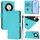 Custodia in pelle tinta unita per Honor X9b / Magic6 Lite 5G con cordino (Lake Blue)