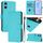 Per Sony Xperia 10 VI 2024 Custodia in pelle tinta unita con cordino (Lake Blue)