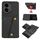 Custodia magnetica per telefono con doppia fibbia e slot per schede per Honor 300 (nera)