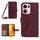 Per OPPO Reno13 Pro Custodia per telefono in pelle con stampa a fiore di sole e cordino (rosso vino)