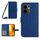 Per OPPO Reno13 F 4G / 5G Custodia in pelle con stampa a fiore di sole e cordino (blu scuro) Per OPPO Reno13 F 4G / 5G Custodia in pelle con stampa a fiore di sole e cordino (blu scuro)