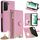 Per Samsung Galaxy S22+ 5G Custodia a tracolla in pelle Litchi a coda di pesce con catena a tracolla (rosa)