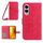 Per Samsung Galaxy S25 Edge 5G Custodia in pelle con stampa a fiore di sole e cordino (rosso rosa)