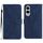 Per Samsung Galaxy S25 Edge 5G Custodia per telefono in pelle goffrata con cuciture (blu)
