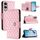 Per Samsung Galaxy S25 Edge 5G Custodia per telefono in pelle con texture rombica e cordino (rosa)
